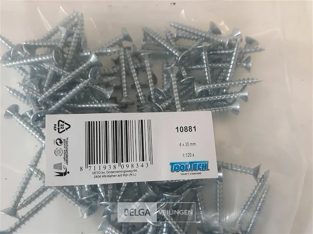 10 x spaanplaatvijzen 4 x 30 mm 120 stuks - afbeelding 3 van  3