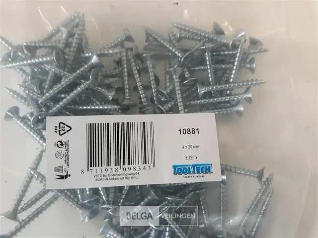 10 x spaanplaatvijzen wit verzinkt 4 x 30 mm 120 stuks kruiskop pz - afbeelding 3 van  3