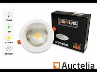 10 x spot cob 15w - led - inbouw - rond - 3000k (warm wit) - afbeelding 4 van  5