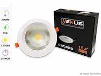 10 x spot cob 15w - led - inbouw - rond - 3000k (warm wit) - afbeelding 1 van  5