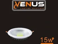 10 x spot cob 15w - led - inbouw - rond - 3000k (warm wit) - afbeelding 5 van  5