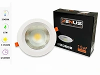 10 x spot cob 15w - led - inbouw - rond - 3000k (warm wit) - afbeelding 1 van  6