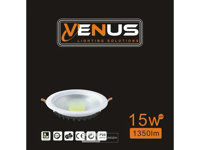 10 x spot cob 15w - led - inbouw - rond - 3000k (warm wit) - afbeelding 6 van  6