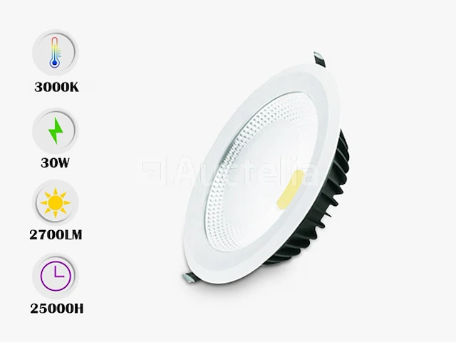 10 x spot cob 30w - led - inbouw - rond - 3000k (warm wit) - afbeelding 4 van  4