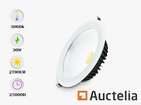 10 x spot cob 30w - led - inbouw - rond - 3000k (warm wit) - afbeelding 1 van  4