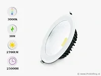 10 x spot cob 30w - led - inbouw - rond - 3000k (warm wit) - afbeelding 1 van  4