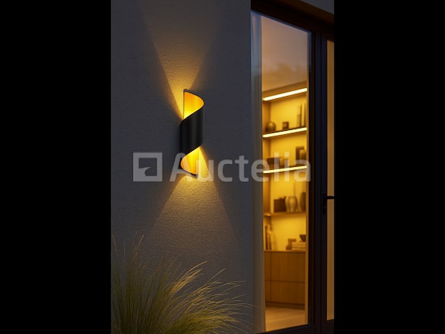 10 x tweerichtings led wandlamp – 2x3w – 3500k neutraal wit – zwart/goud – ip54 (sw-34) - afbeelding 1 van  5