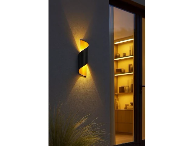 10 x tweerichtings led wandlamp – 2x3w – 3500k neutraal wit – zwart/goud – ip54 (sw-34) - afbeelding 1 van  5