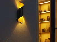 10 x tweerichtings led wandlamp – 2x3w – 3500k neutraal wit – zwart/goud – ip54 (sw-34) - afbeelding 1 van  5