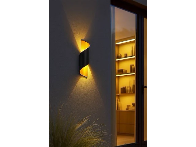 10 x tweerichtings led wandlamp – 2x3w – 3500k neutraal wit – zwart/goud – ip54 (sw-34) - afbeelding 1 van  5