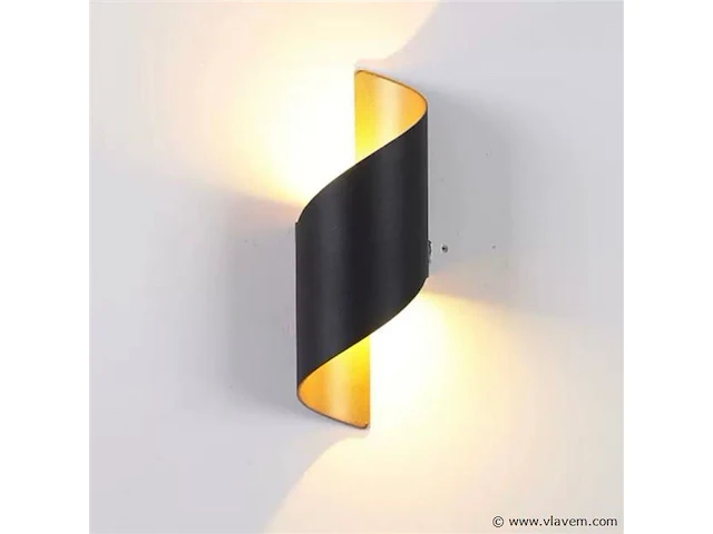 10 x tweerichtings led wandlamp – 2x3w – 3500k neutraal wit – zwart/goud – ip54 (sw-34) - afbeelding 5 van  5