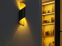 10 x tweerichtings led wandlamp – 2x3w – 3500k neutraal wit – zwart/goud – ip54 (sw-34) - afbeelding 1 van  6