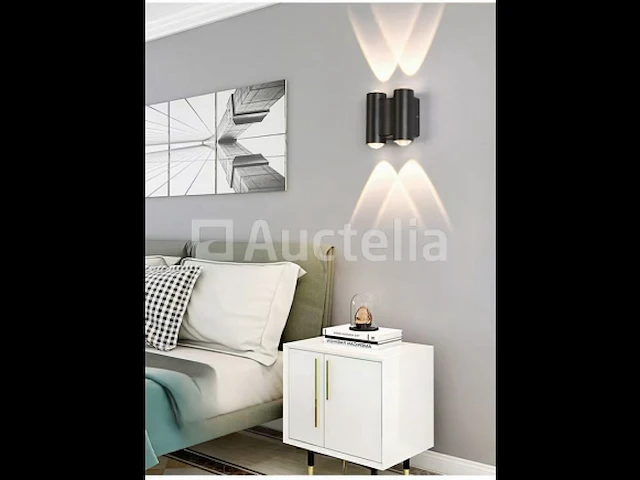 10 x tweeweg led wandlamp – 4w – 3500k – ip54 – zwart – sw-47-2 - afbeelding 2 van  3