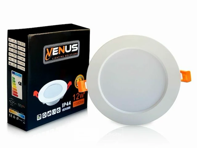 10 x venus 12w rond led paneel - waterdicht ip44 - 4000k (neutraal wit). - afbeelding 1 van  5