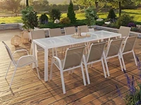 10-zits set in beige staal en gehard glas - afbeelding 1 van  8