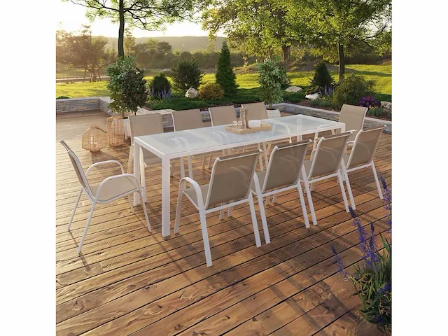 10-zits set in beige staal en gehard glas - afbeelding 2 van  8