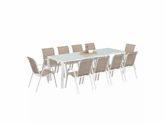 10-zits set in beige staal en gehard glas - afbeelding 3 van  8