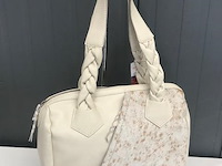 100% lederen handtas - beige - afbeelding 1 van  3