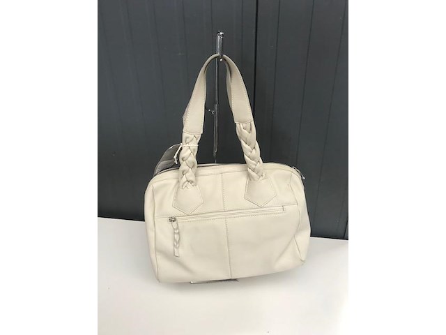 100% lederen handtas - beige - afbeelding 2 van  3