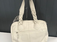 100% lederen handtas - beige - afbeelding 2 van  3