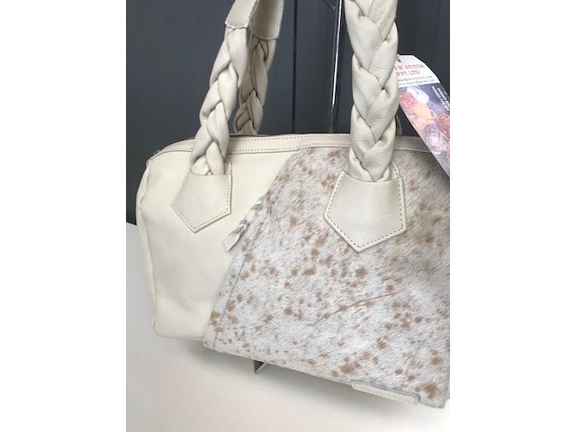 100% lederen handtas - beige - afbeelding 3 van  3