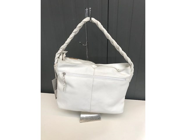 100% lederen handtas - wit - afbeelding 2 van  3