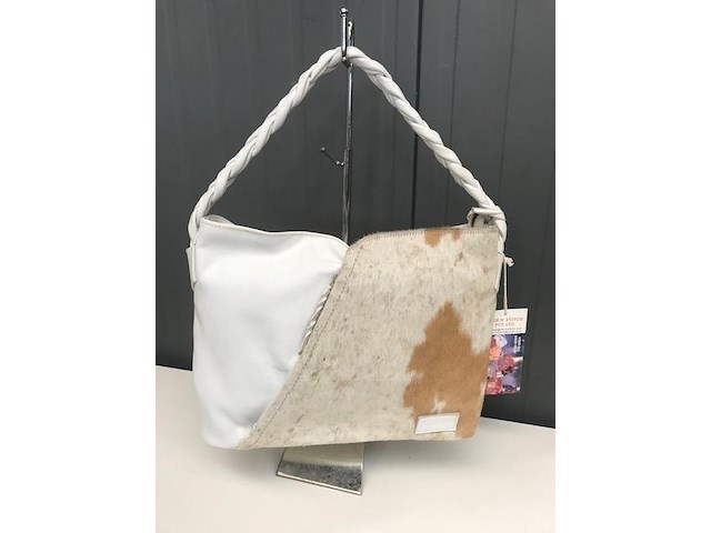 100% lederen handtas - wit - afbeelding 3 van  3