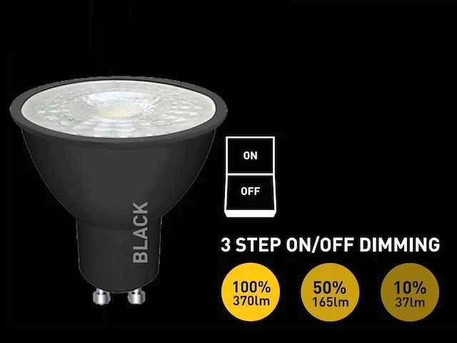 100 x 4.9w gu10 led spot 3 stappen aan/uit dimming met lens 3000k zwart - afbeelding 1 van  4