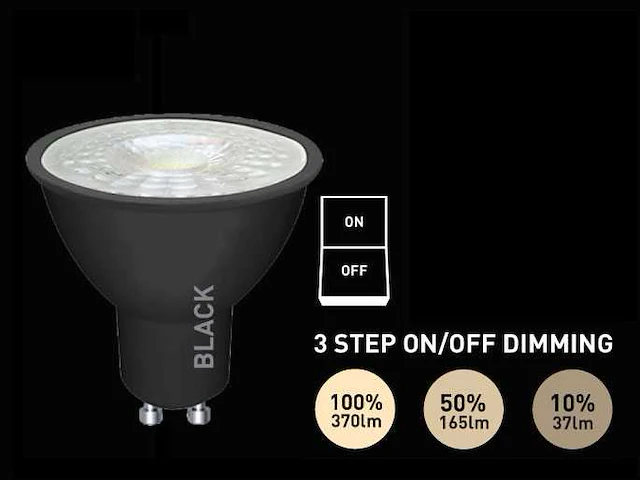 100 x 4.9w gu10 led spot 3 stappen aan/uit dimming met lens 4000k zwart - afbeelding 1 van  4