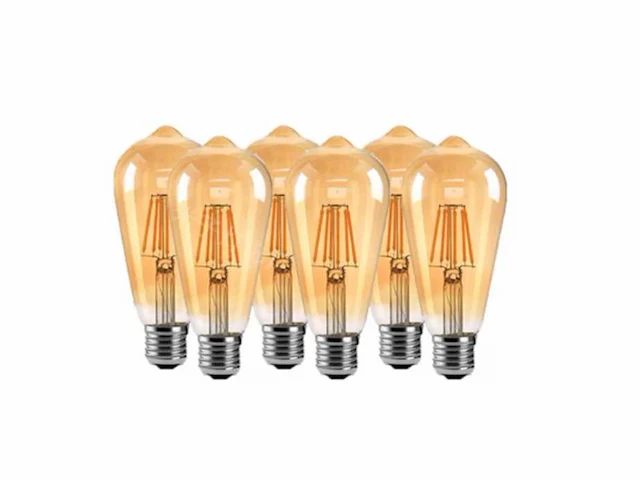 100 x filamentlamp st64 amber - 6w - led - e27 - dimbaar - 2700k (warm wit) - afbeelding 2 van  3