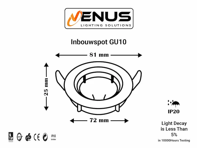 100 x gu10 armatuur met lamphouder (wit) - afbeelding 4 van  5