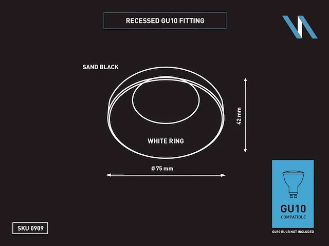100 x gu10 inbouw design armatuur cilinder zand wit en zwart - afbeelding 3 van  3