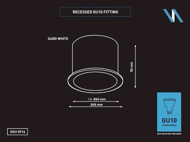 100 x gu10 inbouw design armatuur cilinder zand wit - afbeelding 3 van  3