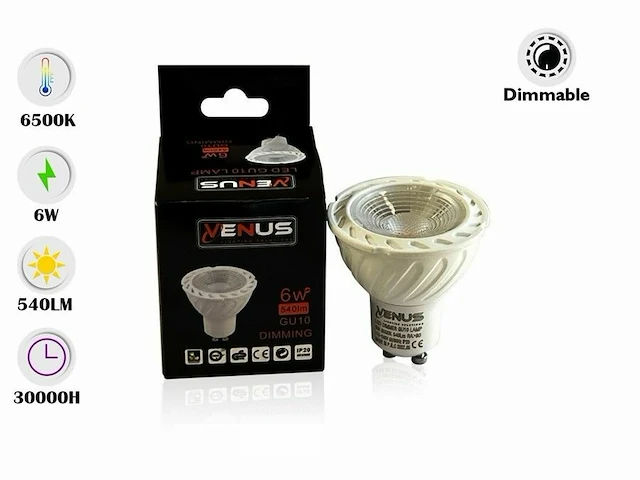 100 x gu10 led spot 6500k - 6w - dimbaar - afbeelding 1 van  6