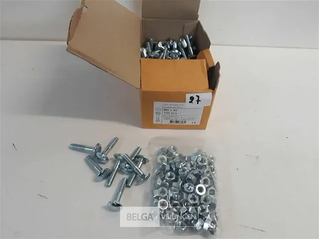 100 x houtbout met moer verzinkt m8 x 40 mm - afbeelding 1 van  3