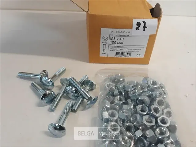 100 x houtbout met moer verzinkt m8 x 40 mm - afbeelding 3 van  3