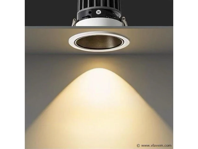 100 x inbouw led spot – 7w – 3000k warm wit – wit/zwart – cob – ø75mm – ip20 - afbeelding 1 van  6
