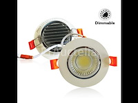 100 x inbouw led spot – 7w – draaibaar – dimbaar – 6500k koud wit – cob – ø70mm – ip20 - afbeelding 1 van  6
