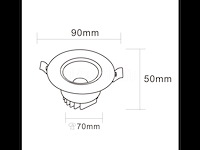 100 x inbouw led spot – 7w – draaibaar – dimbaar – 6500k koud wit – cob – ø70mm – ip20 - afbeelding 4 van  6