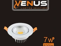 100 x inbouw led spot – 7w – draaibaar – dimbaar – 6500k koud wit – cob – ø70mm – ip20 - afbeelding 6 van  6