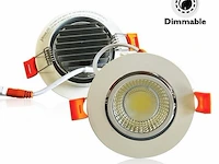 100 x inbouw led spot – 7w – draaibaar – dimbaar – 6500k koud wit – cob – ø70mm – ip20 - afbeelding 1 van  6