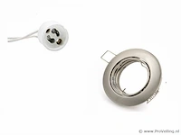100 x inbouwlamp gu10 – draaibaar – met lamphouder – verchroomd zilver – rond – ip20 - afbeelding 1 van  5