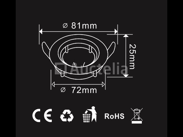 100 x inbouwlamp gu10 – draaibaar – met lamphouder – wit – rond – ip20 - afbeelding 2 van  5