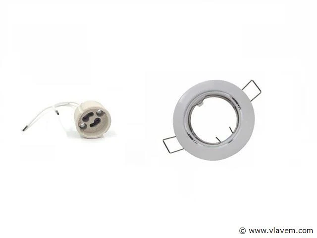 100 x inbouwlamp gu10 – draaibaar – met lamphouder – wit – rond – ip20 - afbeelding 1 van  5