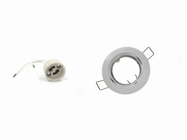 100 x inbouwlamp gu10 – draaibaar – met lamphouder – wit – rond – ip20 - afbeelding 1 van  6