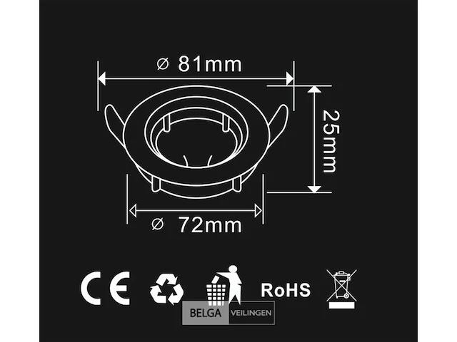 100 x inbouwlamp gu10 – draaibaar – met lamphouder – wit – rond – ip20 - afbeelding 5 van  6