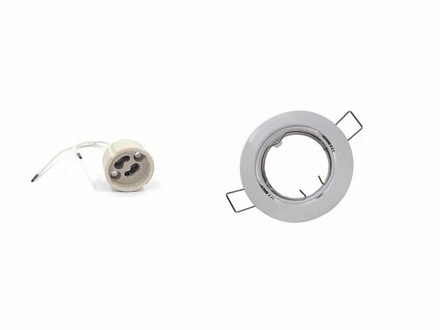 100 x inbouwlamp gu10 – draaibaar – met lamphouder – wit – rond – ip20 - afbeelding 1 van  5