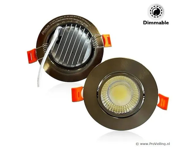 100 x inbouwspot - 7w - led - zilver - dimbaar 3000k warm wit - afbeelding 1 van  6