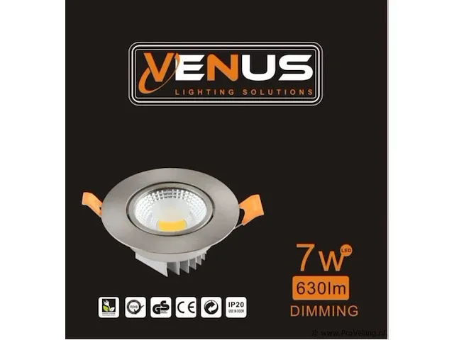 100 x inbouwspot - 7w - led - zilver - dimbaar 3000k warm wit - afbeelding 6 van  6