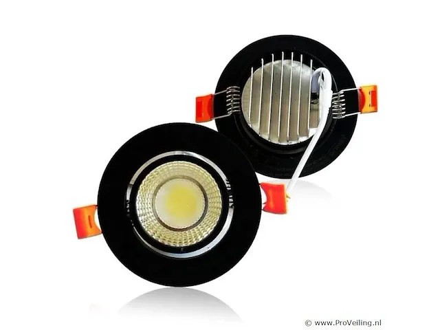 100 x inbouwspot - 7w - led - zwart - 3000k warm wit - afbeelding 1 van  4